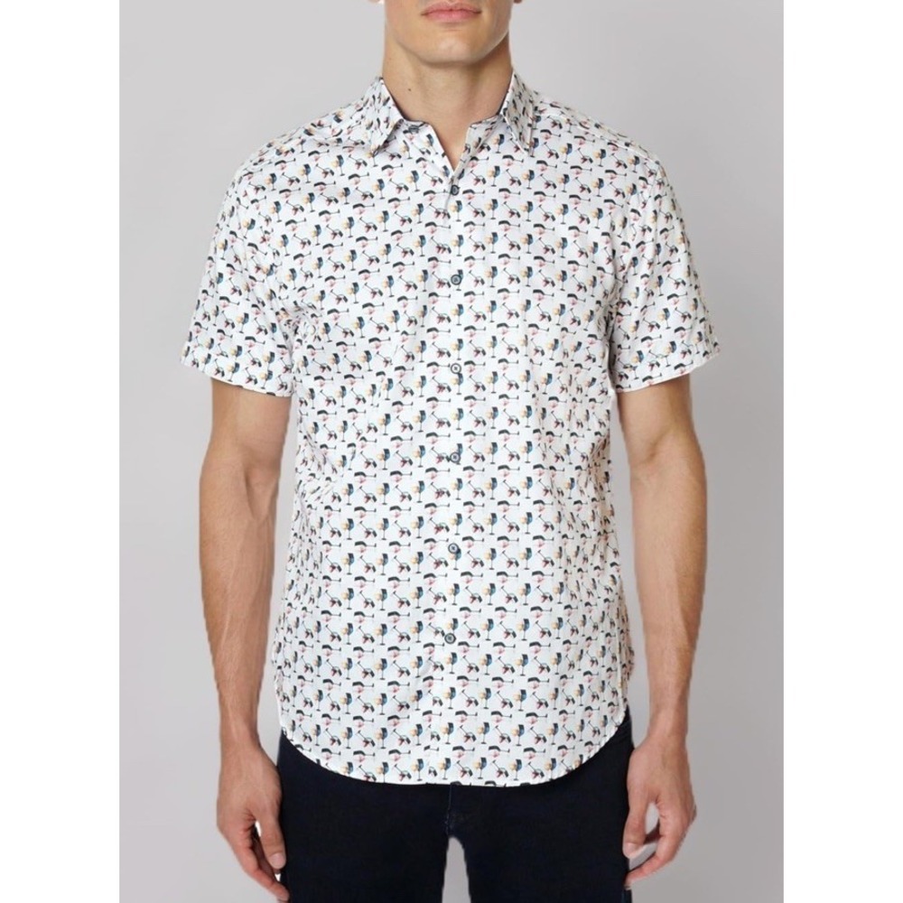 NWT Robert Graham Men's HIMES Short Sleeve Button Down Shirt Classic Fit 2XL